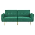 thumbnail image 6 of Canddidliike Velvet Futon Sofa Bed, Convertible Sleeper Loveseat Couch with Folded Armrests and Storage Bags for Living Room and Small Space, Navy 280g velvet, 6 of 11