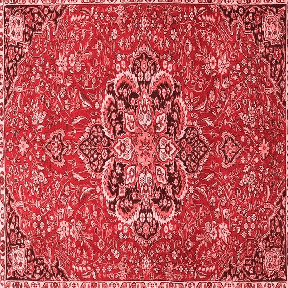 Ahgly Company Indoor Square Medallion Red Traditional Area Rugs, 4' Square