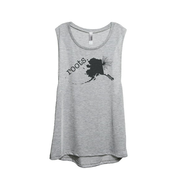 Thread Tank Home Roots State Alaska AK Women's Sleeveless Muscle Tank Top Sport Grey Small
