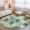 thumbnail image 2 of Round Area Rugs 6Ft, Tropical Plants Non-Slip Washable Circle Rugs Carpet, Summer Coastal Beach Coconut Tree Green Indoor Outdoor Rug Floor Mats Throw Runner for Bedroom Living Room Bathroom, 2 of 8