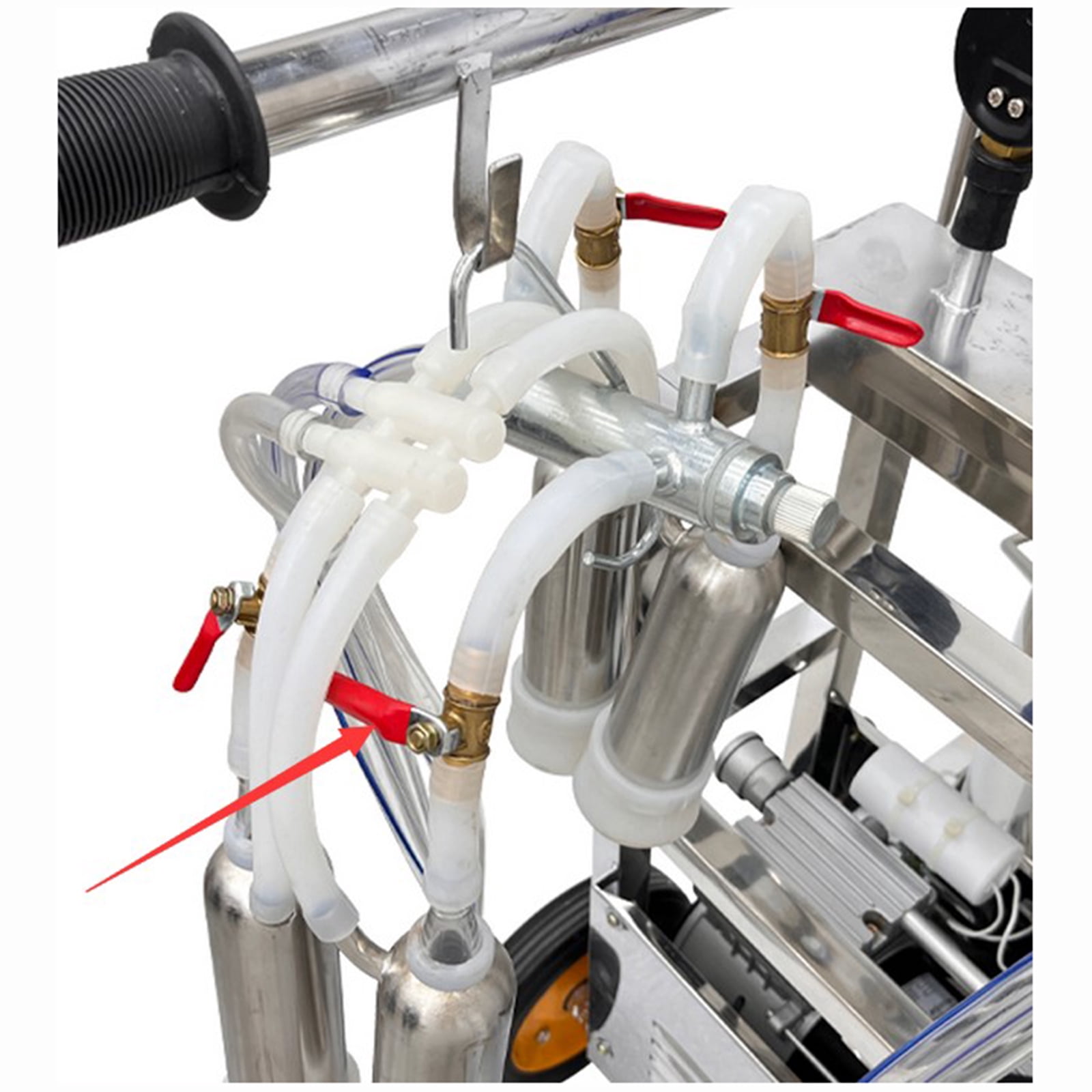 Oil-free Vacuum Pump Milking Machine Electric Goat Cow Milker 110V with 25L Bucket and 3 Cleaning Brushes