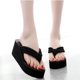 thumbnail image 2 of High Heel Platform Slippers Fashion Flops Slope Non-slip Resort Beach Black Knoted Sandals for Women Female(Size 37), 2 of 3