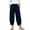 Navy, variant on Women Winter Thickened Drawstring Elastic Waist Jogger Pants, Button Cuff Ankle Side Pockets Warm Casual Sports Loungewear Trousers White XL(XL)