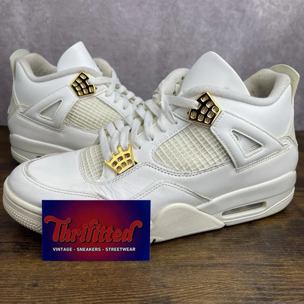 Ni - ke Air Jordan 4 Retro Metallic Gold Size 12 W / 10.5M AQ9129-170 Women’s Shoes Rare