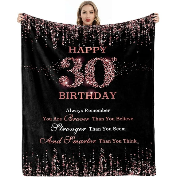 30th Birthday Gifts for Her, 30th Birthday Decorations for Her, Womens Birthday Gifts, Happy Birthday Gifts for Women 30 Year Old, 30th Birthday Party Favors Custom Throw Blanket 60”x50”