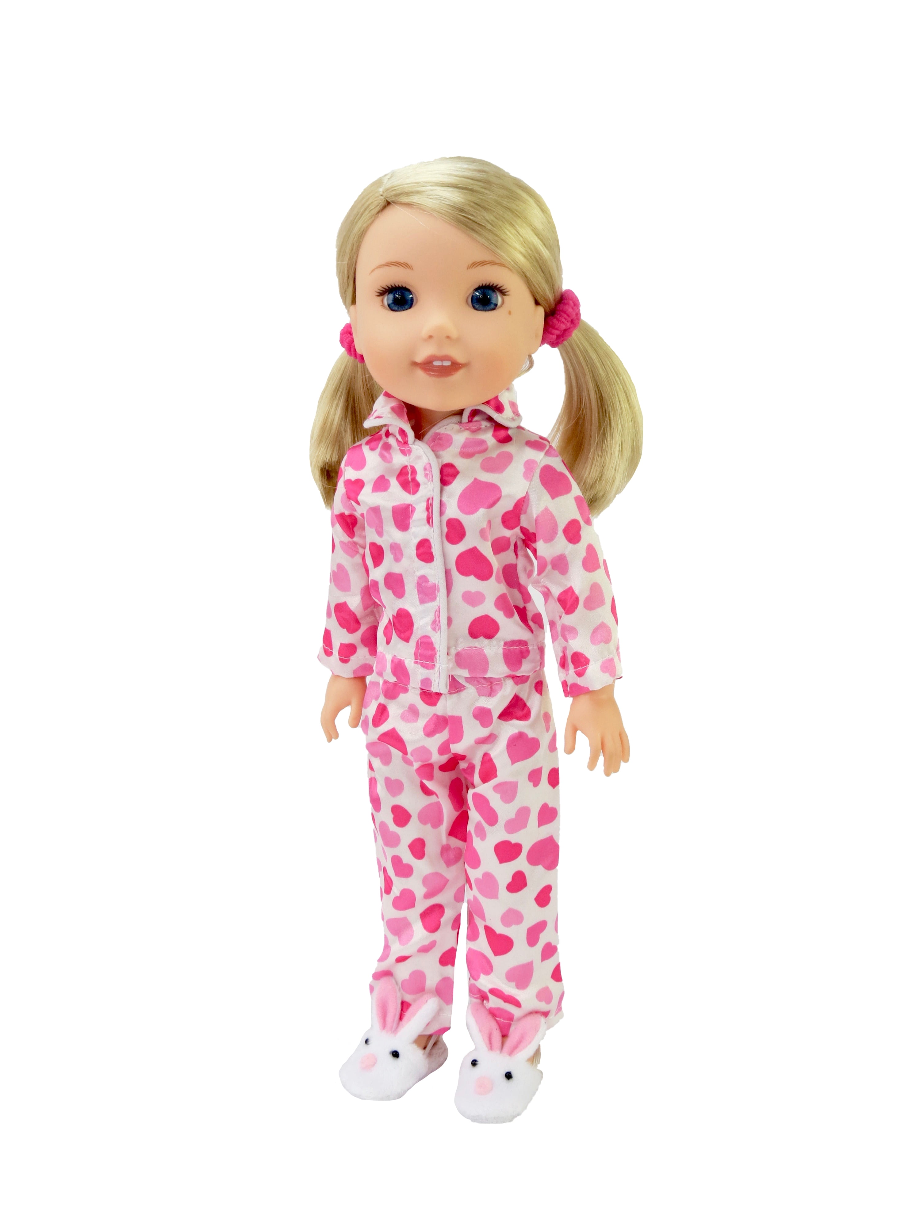 pink heart camo pajamas and slippers for 18" Doll and American Girl New 