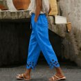 thumbnail image 2 of Flowy Pants for Women Casual High Waisted Wide Leg Loose Pant Plus Size Drawstring Split Hem Business Trousers with Pockets, 2 of 6