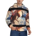 thumbnail image 2 of Kdxio Cloud Red And Blue Dragon Print Mens Casual Hooded Collar Drawstring Hoodies Pullover Sweatshirts Casual Long Sleeve Shirts-Large, 2 of 7