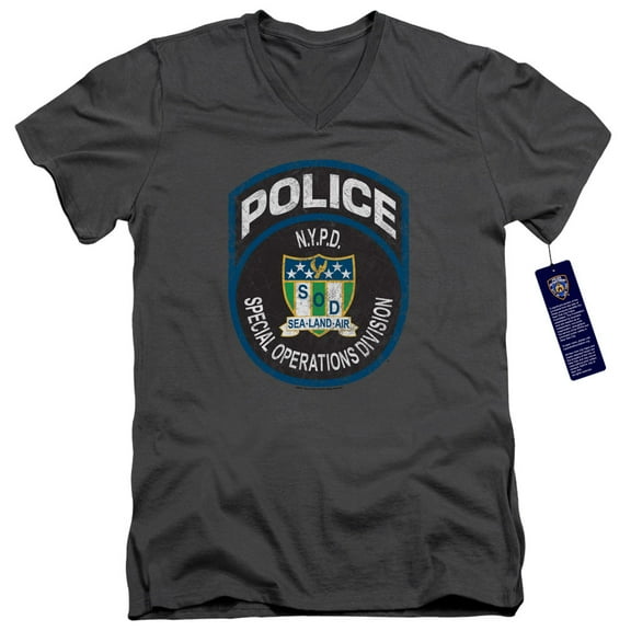 New York City Special Ops Adult V-Neck T-Shirt 30/1 T-Shirt Charcoal