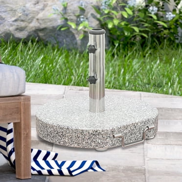 Abble 66lbs Round Granite Heavy Duty Umbrella Base with Wheels and Handle in Gray
