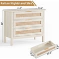 thumbnail image 2 of LEYAOYAO 3 Drawers Rattan Nightstand, Boho Bedside Table Large Night Table, Farmhouse End Side Table for Bedroom, Living Room, White, 2 of 6