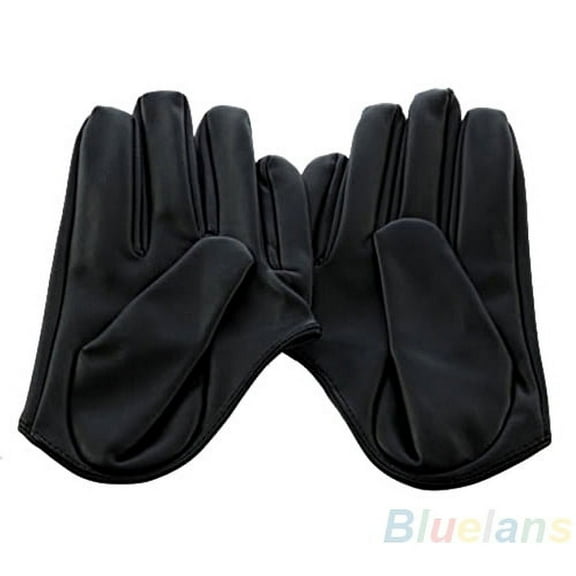 comerut 1 Pair Women's Fashion Cool Five Finger Half Palm Faux Leather Soft Gloves Mittens