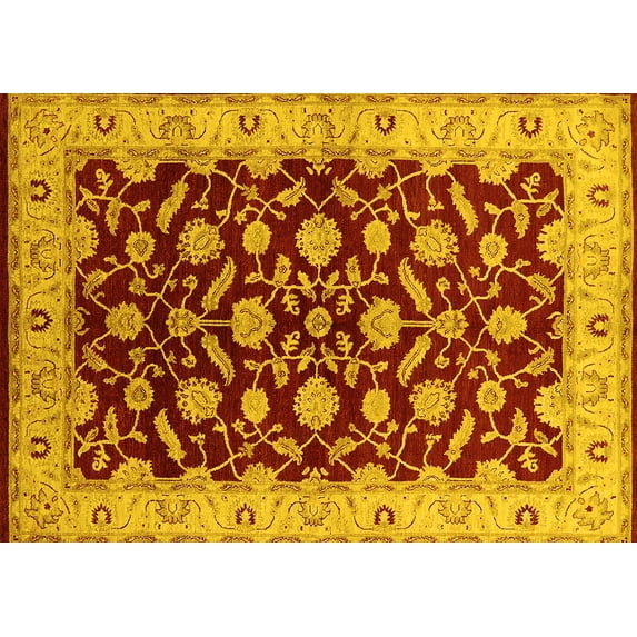 Ahgly Company Indoor Rectangle Oriental Yellow Traditional Area Rugs, 5' x 8'