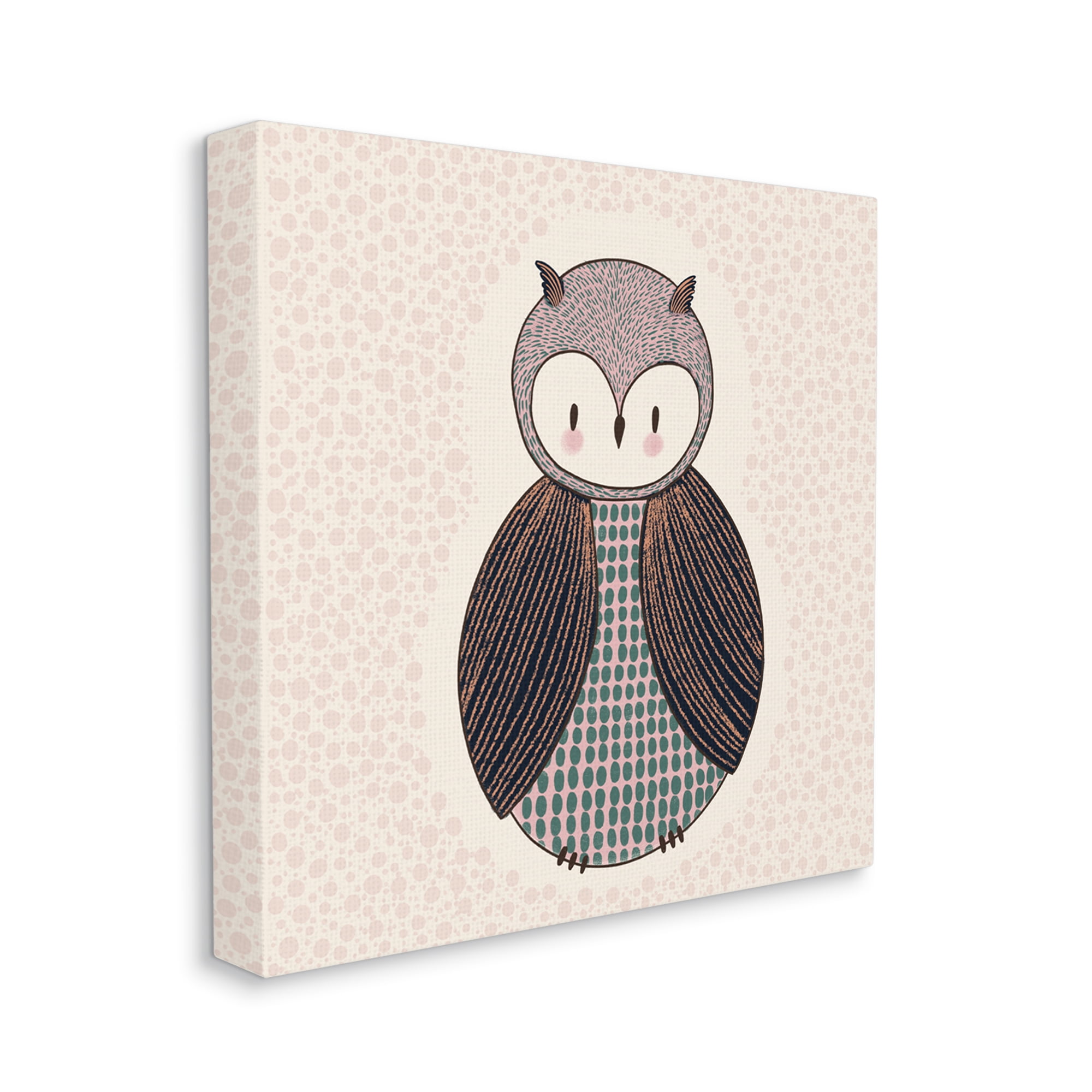 Stupell Industries Mixed Patterned Owl Bird Whimsical Spotted Shapes Graphic Art Gallery Wrapped Canvas Print Wall Art, Design by Birgit Maria Kiennast
