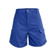 thumbnail image 5 of Cargo Shorts for Women Flat Front Elastic High Waisted Loose Straight Leg Rolled Hem Summer Lounge Travel Shorts S-2XL, 5 of 9