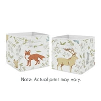 Woodland Animal Toile Fabric Storage Bins (Set of 2) by Sweet Jojo Designs
