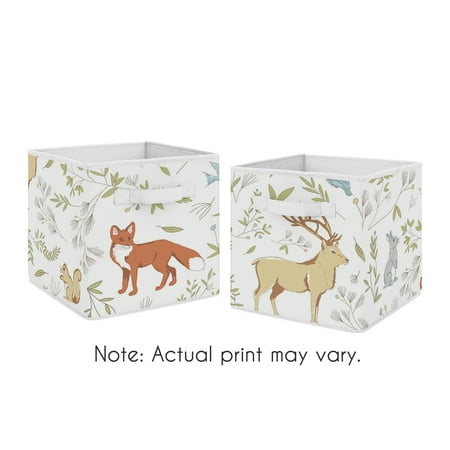 UPC: 0846480060574 | Woodland Animal Toile Fabric Storage Bins (Set of 2) by Sweet Jojo Designs