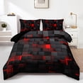 thumbnail image 6 of 3pcs Duvet Cover Set (1*Duvet Cover + 2*Pillowcase, Without Core), Red Grid Print Bedding Set, Soft Comfortable Duvet Cover, For Bedroom, Guest Room, 6 of 12