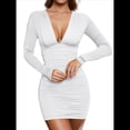 thumbnail image 2 of Vestido Mini de Fiesta Ajustado con Escote en V y Larga para Mujer L, 2 of 10