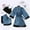Blue, variant on AXXD Women Sexy Three-Piece Pajamas,Lace Velvet Solid Color Lace Three-Piece Pajamas Nightdress Sleepwear
