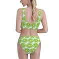 thumbnail image 3 of Daiia Green Lemon Slices printed 2 piece Swimsuit Bikinis for Women High Waisted Racerback Bathing Suits Summer Tummy Control Scoop Neck Swimwear-Medium, 3 of 8