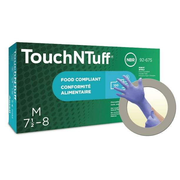 TouchNTuff 92675 Nitrile Gloves Disposable, NonLatex, Durable