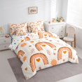 thumbnail image 2 of jejeloiu Cute Boho Rainbow 7pcs Bedding Comforter Set,Cartoon Loves Pattern Queen Bedding Sets,Orange Beige Queen Sheet Sets For Girls Kids,Ultra Soft Home Decor Reversible, 2 of 8
