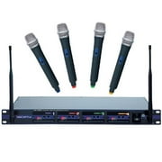 Professional 4-Channel UHF Wireless Microphone System w/4 handheld mics Q-R-S-T Frequency Set