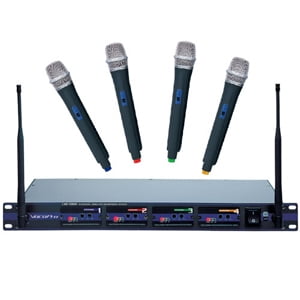 Professional 4-Channel UHF Wireless Microphone System w/4 handheld mics Q-R-S-T Frequency Set