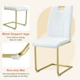 thumbnail image 3 of JUFU 63" Dining Table Set for 6, Faux Marble Table, 6 White PU Chairs, Gold Cantilever Legs, 3 of 11