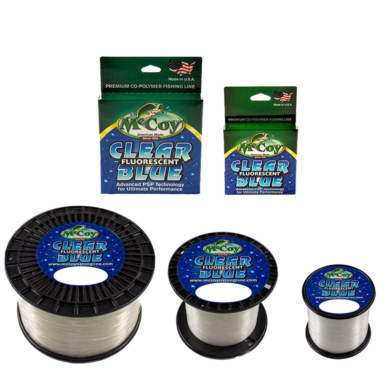 McCoy Clear Blue Fluorescent Premium CoPolymer Monofilament Fishing Line (15lb Test (.015" Dia) - 900 Yards)