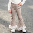 thumbnail image 2 of Rvasteizo Girls Flare Pants Cotton Fabric Lace Hem Outdoor Casual Long Pants for Kids 1-11Y 1 Years, 2 of 5