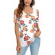thumbnail image 1 of Tops con estampado de hombros descubiertos de manga corta con cuello en V a la moda para mujer Fridja  bn8173, 1 of 5