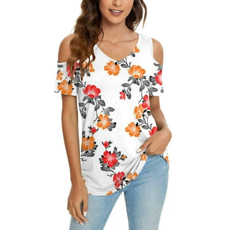 

Corset Tops For Women Women s Fashion V Neck Leisure Short Sleeve Off The Shoulder Printing Tops Neon Tops For Women