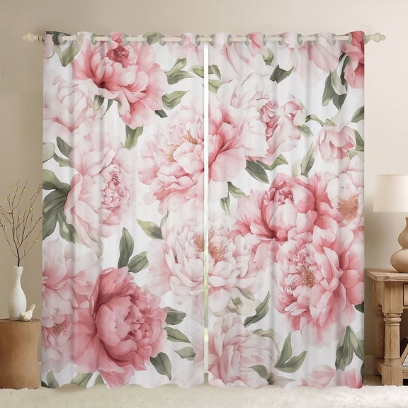 Feelyou Romantic Pink Flower Blackout Curtains Set of 2 (52x84 Each), Vintage Floral Fashion Window Curtains, Southwestern Curtains and Drapes, Window Curtains Home Decor