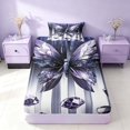 thumbnail image 4 of Homewish Glowing Butterfly Twin Sheets for Girls, Bling Stars Diamonds Bedding, Blue White, 3-Piece (1 Flat Sheet, 1 Fitted Sheet and 1 Pillowcase), 4 of 6