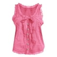 thumbnail image 4 of Pink Womens Tops Women Sleeveless Lace Tank Tops Vacation Front Tie Mesh Chiffon Tops Shirts for Women, 4 of 4