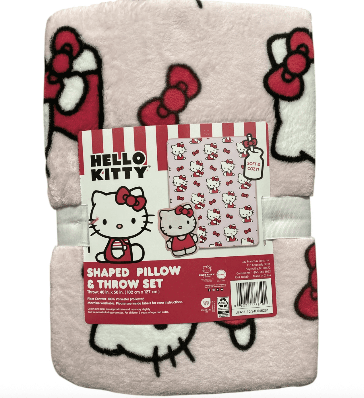 Hello Kitty Shaped Pillow And Throw Set, Pink