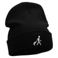 thumbnail image 4 of Here I Come Embroidered 12 Inch Long Knitted Beanie - Black OSFM, 4 of 5