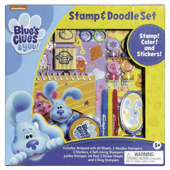 Inkology: Stamp & Doodle – Blue’s Clues & You - Creativity Set, Spiral Notebook, Stamp-Color-Sticker Activities, Markers, Ink Pad, Craft Play, Kids 5 