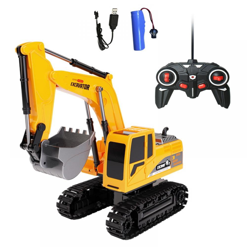 RC Excavator Toy Boys Truck， Remote Control Construction Vehicle with Metal Shov 