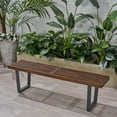 thumbnail image 3 of LiviNest Outdoor Wooden Bench: Modern Acacia Wood & Metal Leg Garden Seating - Large 61.75 Inch Patio Furniture for Outdoor Dining & Relaxation Space, 3 of 6