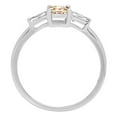thumbnail image 2 of 0.8 ct Emerald Cut Natural Morganite 3 Stone 18K White Gold Womens Engagement Ring, 2 of 6
