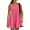 thumbnail image 2 of Summer Rompers Womens Beach Vacation Clothes Adjustable Strap Spaghetti Strap Short Jumpsuits Square Neck Dress with Pockets Hot Pink S, 2 of 7