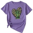 thumbnail image 2 of Anbech Heart Printed T-Shirt for Women Casual Leopard Graphic Heart Cactus Junior Girls Short Sleeve Tee Tops with Crew Neck, 2 of 3