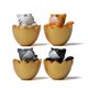 thumbnail image 1 of Set de decoración de jardín con 4 figuras de gato con forma de huevo, PVC, 1 of 2