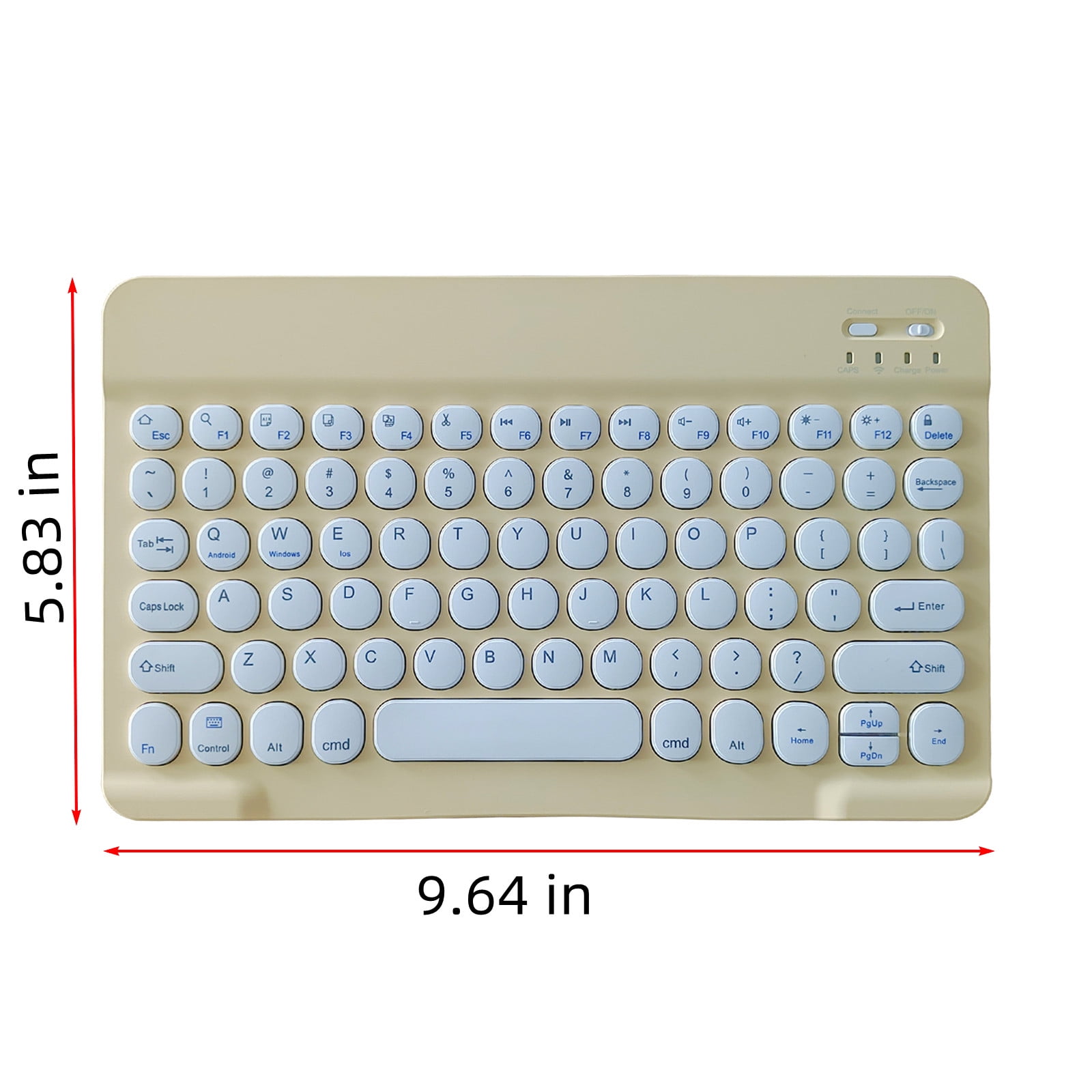 Bluetooth Keyboard, Round Keycap Color Backplane Portable Wireless Keyboard for PC Tablet, Rechargeable