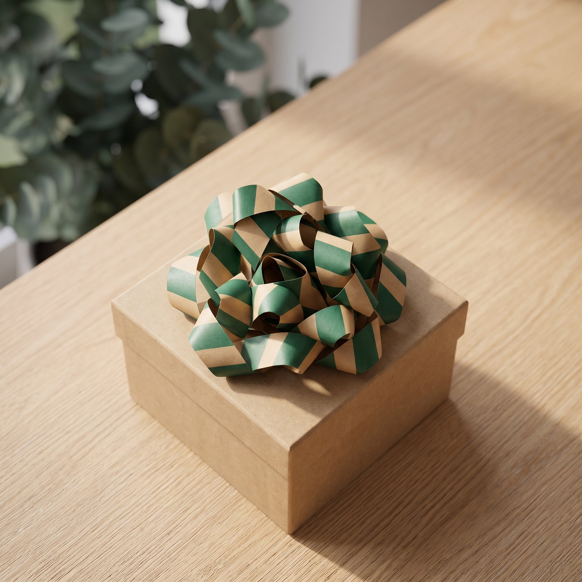 Unique Bargains Striped and Star Patterned Gift Wrapping Bow for All Occasions Green