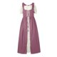 thumbnail image 3 of Womens Halloween Costumes 2024 Cosplay Gothic Dresses Women's Solid Color Dress Waist Square Collar Two-piece Cos Dress, 3 of 4