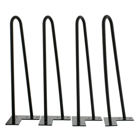 7Penn Hairpin 16” Inch Black Satin Metal Furniture Coffee Table Legs 4-Pack